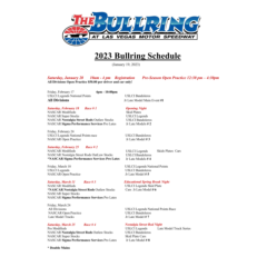2023 Bullring Season Schedule